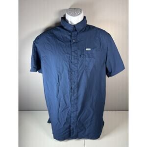 Columbia PFG Omni-Shade Shirt Mens Medium M Navy Vented Fishing Button Up